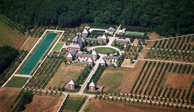 Aerial view of Les Wexner's home in New Albany